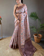 Adoring Lavender Digital Printed Soft Silk Saree With Exceptional Blouse Piece