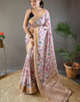 Jazzy Off White Digital Printed Soft Silk Saree With Glowing Blouse Piece