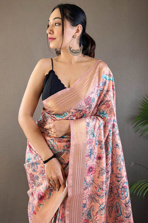 Load image into Gallery viewer, Mesmerising Pink Digital Printed Soft Silk Saree With Attractive Blouse Piece
