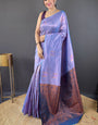 Marvellous Lavender Soft Banarasi Silk Saree With Invaluable Blouse Piece