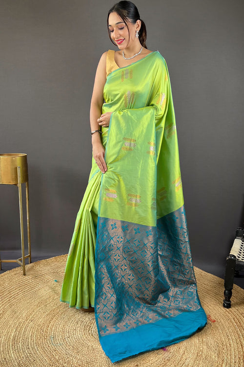 Load image into Gallery viewer, Prominent Parrot Soft Banarasi Silk Saree With Inspiring Blouse Piece
