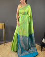 Prominent Parrot Soft Banarasi Silk Saree With Inspiring Blouse Piece