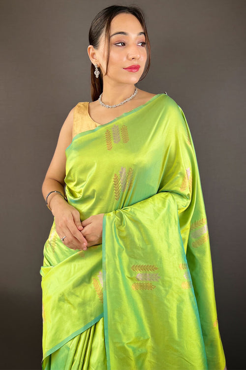 Load image into Gallery viewer, Prominent Parrot Soft Banarasi Silk Saree With Inspiring Blouse Piece
