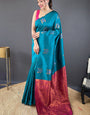 Serendipity Rama Soft Banarasi Silk Saree With Smashing Blouse Piece