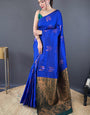 Splendorous Royal Blue Soft Banarasi Silk Saree With Majestic Blouse Piece