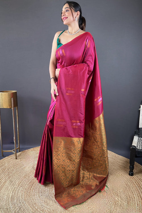 Load image into Gallery viewer, Ineffable Wine Soft Banarasi Silk Saree With Aplomb Blouse Piece
