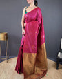 Ineffable Wine Soft Banarasi Silk Saree With Aplomb Blouse Piece