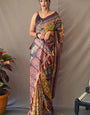 Effulgent Mustard Kalamkari Printed Saree With Ornate Blouse Piece