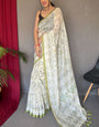 Seraglio White Cotton Silk Saree With Inimitable Blouse Piece