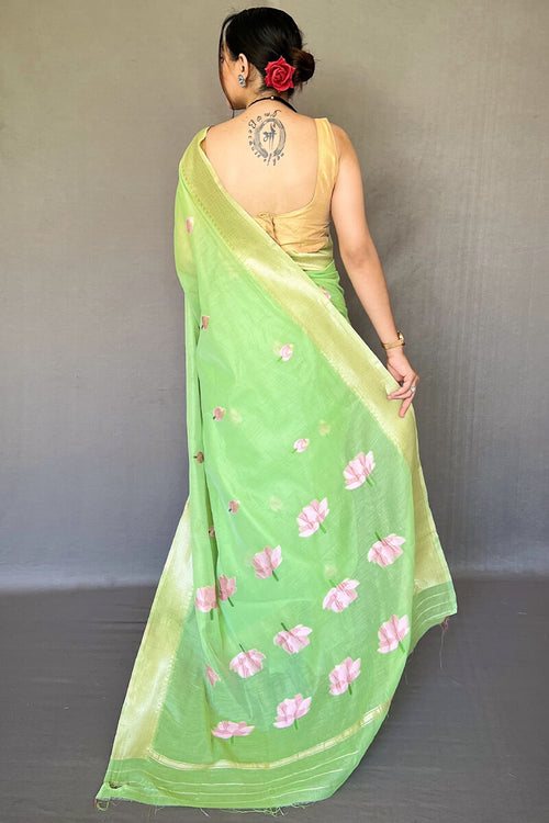 Load image into Gallery viewer, Breathtaking Perrot Digital Printed Cotton Silk Saree With Captivating Blouse Piece
