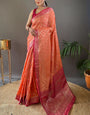 Precious Peach Soft Banarasi Silk Saree With Smart Blouse Piece