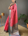 Inspiring Pink Soft Banarasi Silk Saree With Angelic Blouse Piece