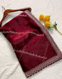 Felicitous Maroon Embroidery Work Jimmy Choo Silk Saree With Vestigial Blouse Piece