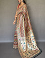 Prodigal Beige Kalamkari Printed Soft Silk Saree With Smashing Blouse Piece