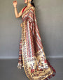 Conflate Maroon Kalamkari Printed Soft Silk Saree With Ideal Blouse Piece