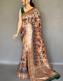 Inspiring Peach Kalamkari Printed Soft Silk Saree With Exceptional Blouse Piece