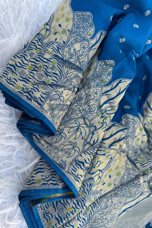 Load image into Gallery viewer, Desirable Blue Soft Banarasi Silk Saree With Captivating Blouse Piece
