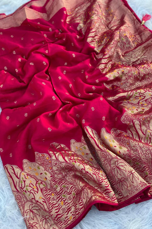 Load image into Gallery viewer, Designer Dark Pink Soft Banarasi Silk Saree With Stunner Blouse Piece
