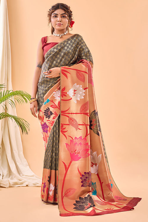 Load image into Gallery viewer, Extraordinary Black Paithani Silk Saree With Phenomenal Blouse Piece
