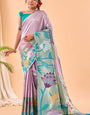 Conflate Lavender Paithani Silk Saree With Lissome Blouse Piece