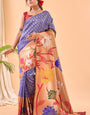 Traditional Royal Blue Paithani Silk Saree With Ephemeral Blouse Piece