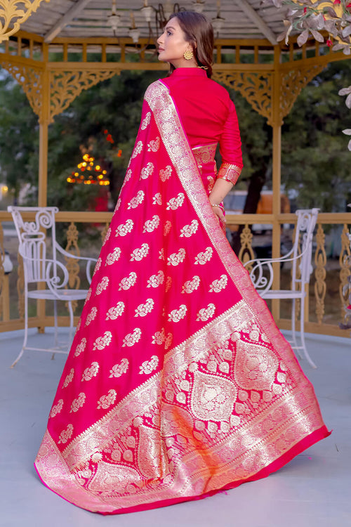 Load image into Gallery viewer, Enchanting Dark Pink Soft Banarasi Silk Saree With Imaginative Blouse Piece
