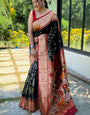 Allure Black Paithani Silk Saree With Elaborate Blouse Piece