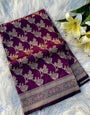 Charming Purple Soft Banarasi Silk Saree With Intricate Blouse Piece