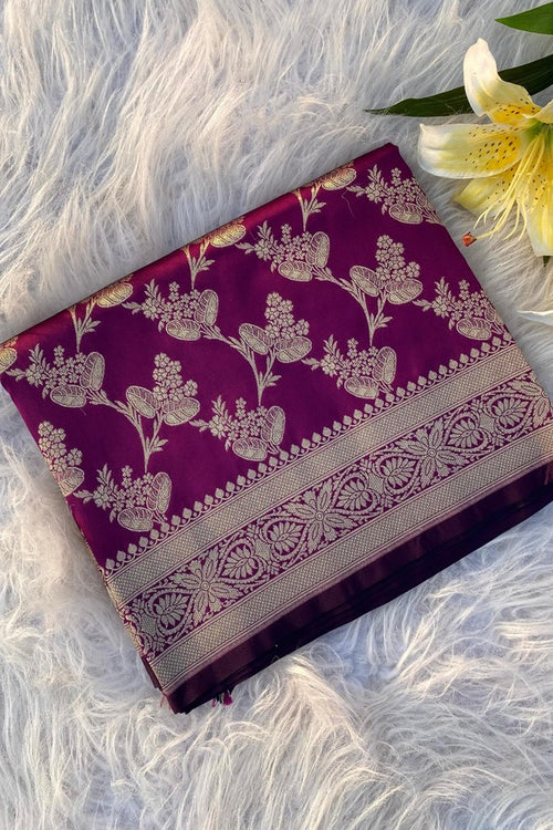 Load image into Gallery viewer, Charming Purple Soft Banarasi Silk Saree With Intricate Blouse Piece
