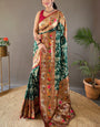 Ornate Dark Green Paithani Silk Saree With Enamoring Blouse Piece