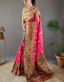 Proficient Dark Pink Paithani Silk Saree With Exuberant Blouse Piece