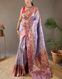 Engaging Lavender Paithani Silk Saree With Serendipity Blouse Piece