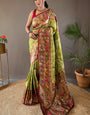 Lassitude Mehndi Paithani Silk Saree With Demure Blouse Piece