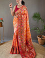 Ideal Orange Paithani Silk Saree With Adoring Blouse Piece