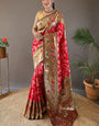 Stunning Red Paithani Silk Saree With Deserving Blouse Piece