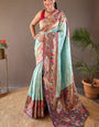 Wonderful Sky Paithani Silk Saree With Energetic Blouse Piece