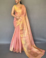 Quixotic Baby Pink Soft Banarasi Tissue Silk Saree With Embellished  Blouse Piece