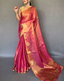 Scintillating Dark Pink Soft Banarasi Tissue Silk Saree With Enthralling Blouse Piece