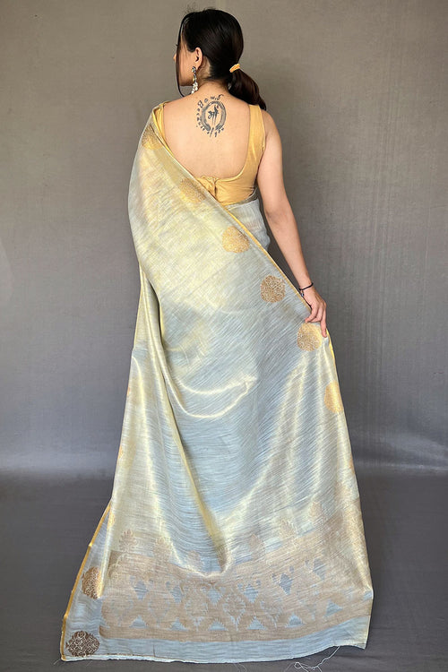 Load image into Gallery viewer, Enthralling Grey Soft Banarasi Tissue Silk Saree With Tantalizing Blouse Piece
