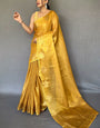 Vivacious Mustard Soft Banarasi Tissue Silk Saree With Inimitable Blouse Piece