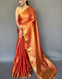 Opulent Orange Soft Banarasi Tissue Silk Saree With Luminous Blouse Piece