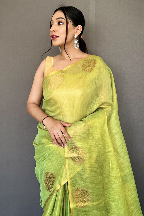 Load image into Gallery viewer, Dulcet Parrot Soft Banarasi Tissue Silk Saree With Ephemeral Blouse Piece
