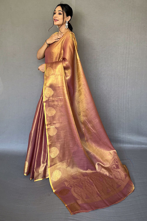 Load image into Gallery viewer, Ravishing Wine Soft Banarasi Tissue Silk Saree With Winsome Blouse Piece
