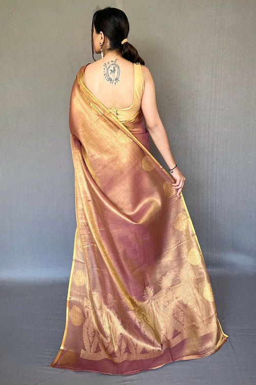 Load image into Gallery viewer, Ravishing Wine Soft Banarasi Tissue Silk Saree With Winsome Blouse Piece
