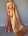 Ravishing Wine Soft Banarasi Tissue Silk Saree With Winsome Blouse Piece