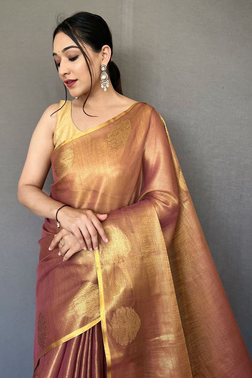 Load image into Gallery viewer, Ravishing Wine Soft Banarasi Tissue Silk Saree With Winsome Blouse Piece
