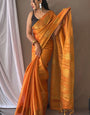 Flameboyant Orange Soft Banarasi Tissue Silk Saree With Flameboyant Blouse Piece