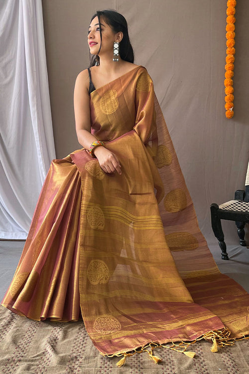 Load image into Gallery viewer, Divine Pink Soft Banarasi Tissue Silk Saree With Panoply Blouse Piece
