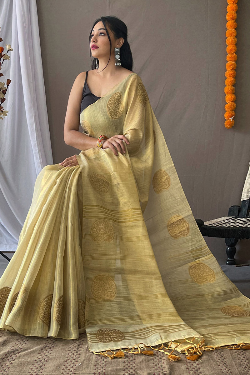 Woebegone Pista Soft Banarasi Tissue Silk Saree With Amiable Blouse Piece