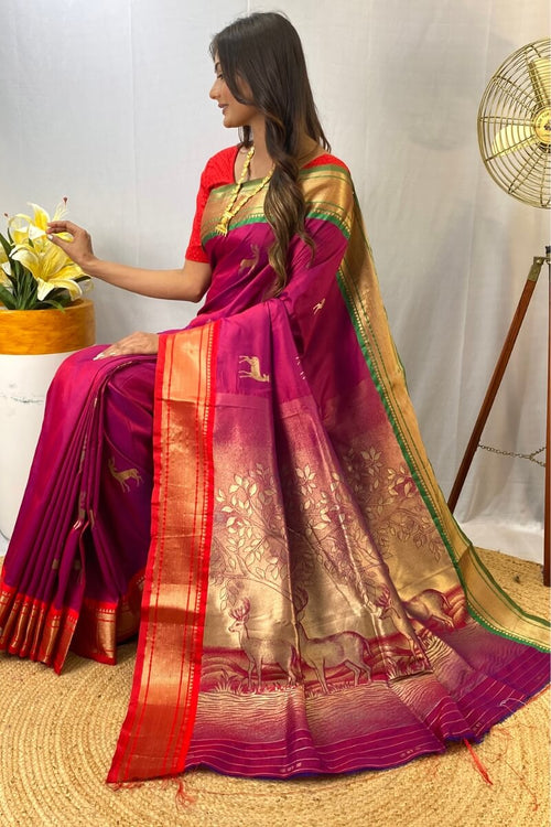 Load image into Gallery viewer, Radiant Dark Pink Soft Banarasi Silk Saree With Mesmeric Blouse Piece
